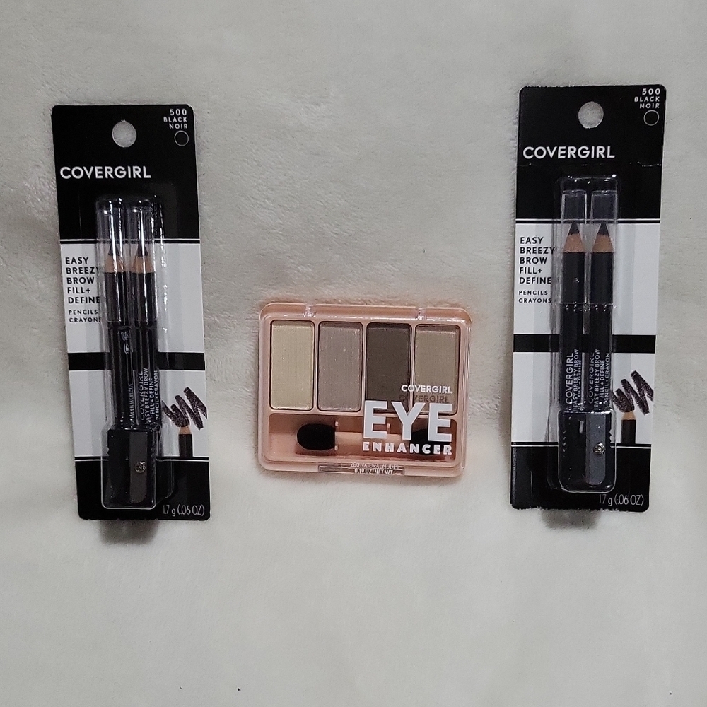 Covergirl Easy Breezy Brow Pencil Black Noir & Eye Enhancer Nudes Set